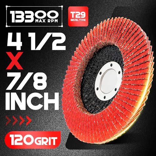 EZARC Ceramic Flap Discs 120 Grit, 4-1/2 x 7/8-Inch, Type 29, 10-Pack - size: 120Gr 10P