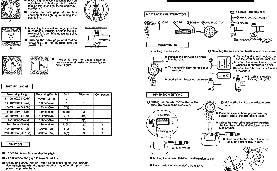 Dial Bore Gauge Set 2-6 Inch (50-160mm), 0.001" Accuracy Cylinder Bore Gauge with Dial Indicator, Engine Cylinder Measuring Tool with Extension Rods for Engine Rebuild and Machinists
