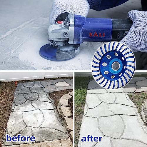SALI Diamond Concrete Grinding Wheel 4 1/2 inch for Polishing and Cleaning Stone Concrete Surface, Cement, Marble, Rock, Granite, and Thinset Removing, Angle Grinder Turbo Wheels Cup 115*22.2*20 MM… - style: Wide Segment Turbo