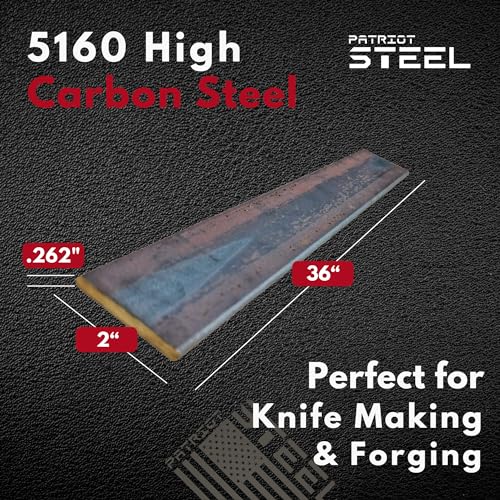 5160 High Carbon Knife & Sword Making & Forging Steel - Hot Rolled Steel for Knife Making Supplies - USA-Milled for Pros & Hobbyists - 2" wide, 0.262" thick, 36" long - size: 2 x .262 x 36"