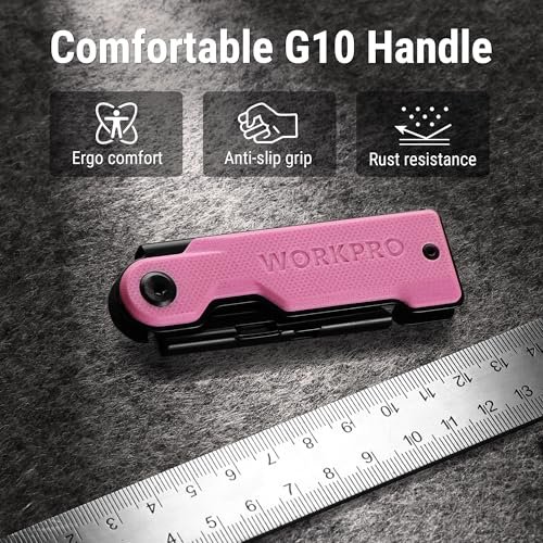 WORKPRO Folding Utility Knife, G10 Handle, Pink - style: Pink-G10 Handle(1 pack)