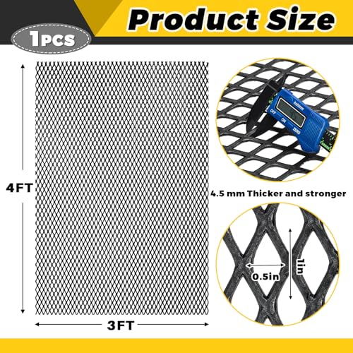 Gisafai 1 Pcs 48" X 36" X 7 Gauge Steel Expanded Metal Sheet, Black - color: Black, size: 48" X 36" X 7 Gauge