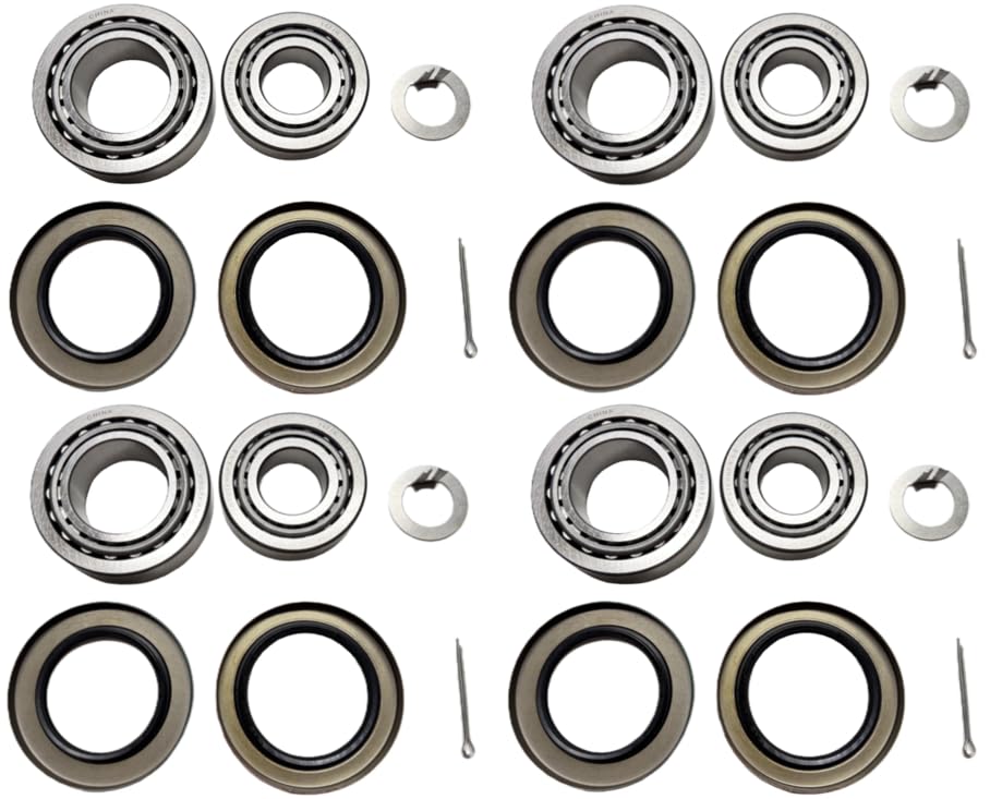 (Set of 4) WESTERNPRIME Trailer Hub Wheel Bearing Kit 25580 14125A Double Lip Grease Seals 10-36 2.250'' I.D. and 10-10 2.125'' I.D. for 7000 lb. Tandem Axles