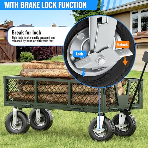 10 inch Casters Wheels, Heavy Duty Casters Set of 4 Load 1300lbs with Brake, Locking Swivel Plate Caster, Industrial Castor Wheels for Workbench, Cart, Trolley, Wagon and Shelves - size: 10 inch (2 Swivel with Brake-No Direction Lock)