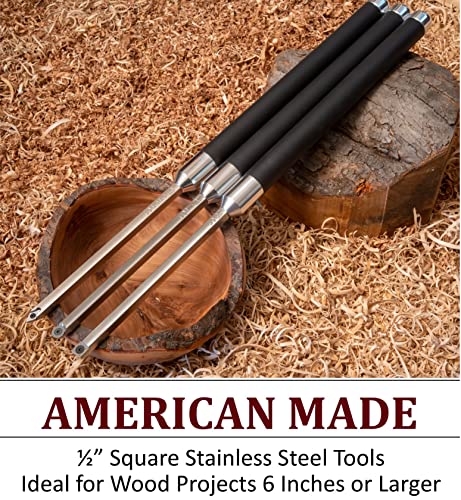 Simple Woodturning Tools Carbide Lathe Turning Tool Set of 3 Full Size with 17" Foam Grip Handles, USA Made