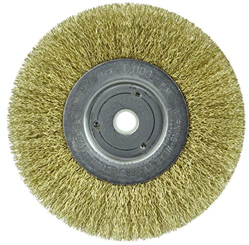 Weiler 01475 6" Narrow Face Crimped Wire Wheel, .0118" Brass Fill, 5/8"-1/2" Arbor Hole, Made in The USA (Pack of 2) - size: 0.0118" Wire Size