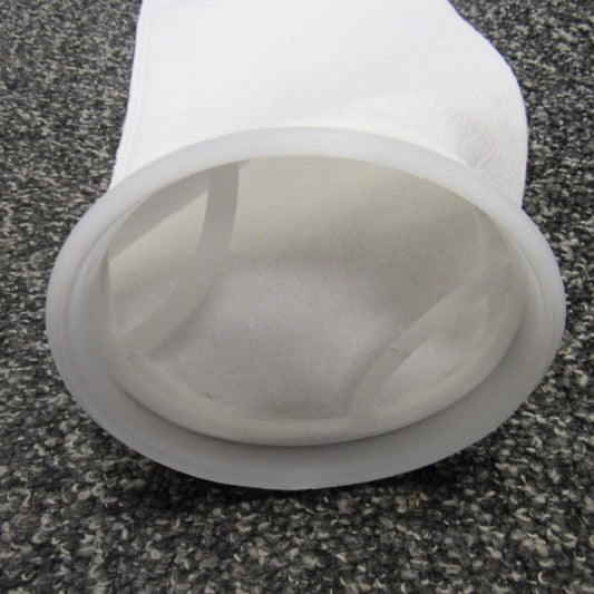 #2 Size 100 Micron Liquid Filter Bags, Polyester Felt with Polypropylene Ring, 7-1/16" x 32", 4.4 Sq Ft Surface Area, Fits Standard #2 Bag Filter Housings, Industrial Water & Fluid Filtration (10)