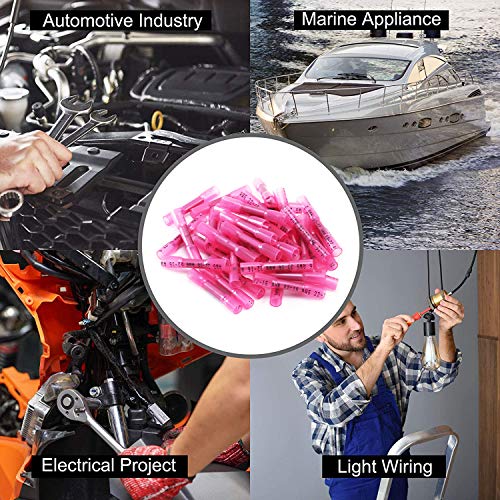140PCS Heat Shrink Butt Wire Connectors 26-10 AWG, Insulated Waterproof Electrical Wire Connectors Automotive Marine Grade Wire Crimp Terminals Butt Splices, Ideal for Boat, Truck - size: 22-10 AWG