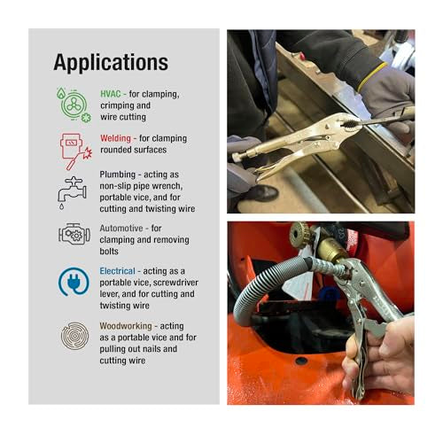 Eclipse Professional Tools E7WR 7 Inch Curved Jaw Locking Pliers with Wire Cutters (7" / 175mm) - size: 7-Inch