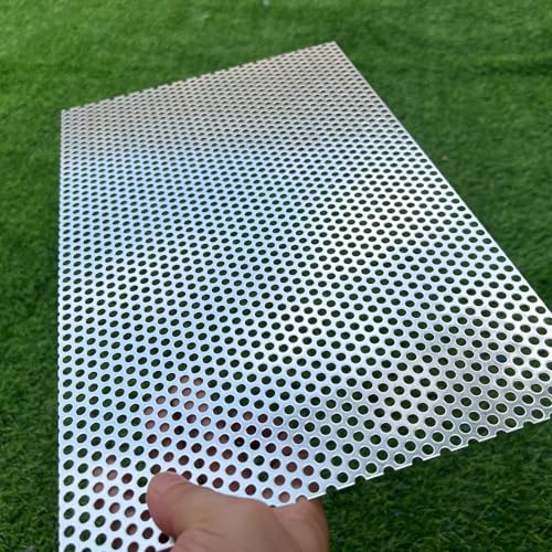 Aluminum Perforated Metal Sheets 16"x10" 16 Gauge Expanded Metal Mesh Aluminum Opening 1/5" 0.2 inch (About 5 mm) Perforated Steel Sheet Aluminum Mesh Screen Decorative Metal Mesh - size: 16" X 10"