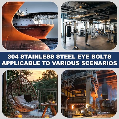 2 Pack M12 Stainless Steel Eye Bolts with Nuts, 1/2" x 6" Eye Bolts - size: M12x153mm (1/2"x6")