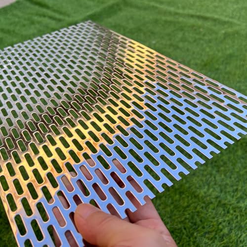 Perforated Metal Sheets 16"x10" 19 Gauge Expanded Metal Mesh Opening Oblong Holes 0.2x0.8inch(About 5x20mm) Perforated Stainless Steel Sheet 304 Stainless Steel Mesh Screen Panel - size: 16"x10", style: Oblong Hole 5x20mm