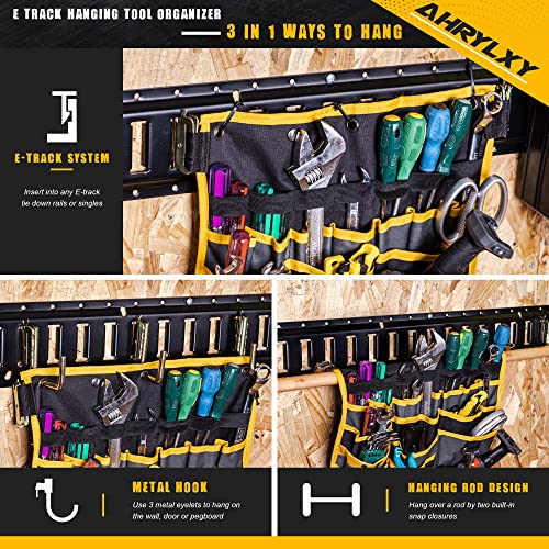 E-Track Hanging Tool Organizer, Wall Mounted Multi Pocket Tool Holder - size: 2 Pack