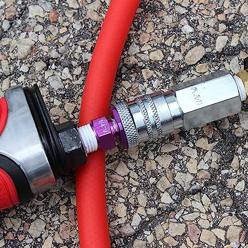 Milton 764VC ColorFit HIGHFLOWPRO V-Style Air Couplers, 1/4" FNPT Female Quick Connect, Purple Color-Coded High-Flow Fittings, Up to 70% More Airflow, 300 PSI, Box of 10