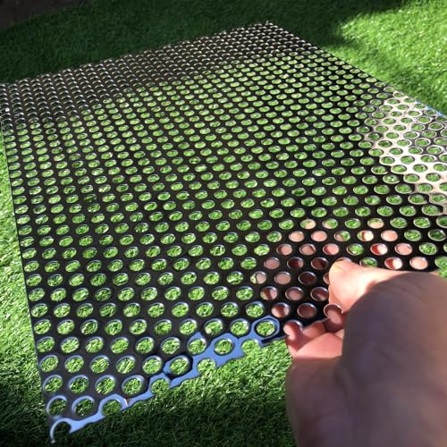 19 Gauge Perforated Metal Sheets 16"x12" Expanded Metal Mesh Opening 40% Hole 8mm 0.32"(About 1/3") Perforated Stainless Steel Sheet 304 Stainless Steel Mesh Screen Panel Decorati Plate - size: 16" X 12"