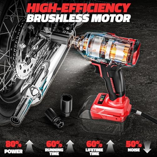 DIYtoolifz Cordless Impact Wrench 1/2" Compatible with Milwaukee 18v Battery (Bare Tool), 300 FT-LBS Brushless Impact Driver, Portable Electric Impact Gun with LED Work Light, 3-Speed Control - color: Black