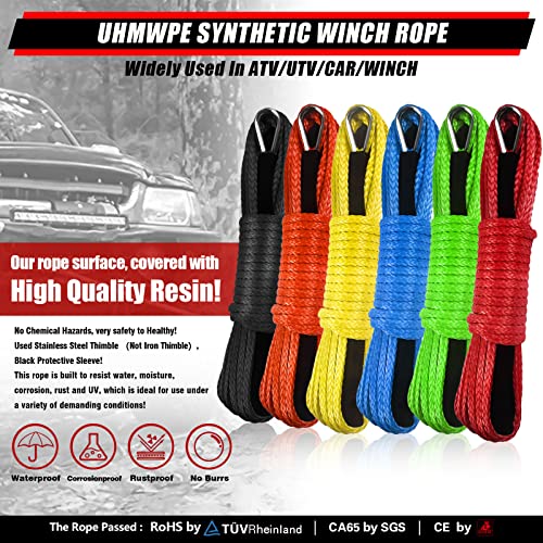 TOUGH 1/4" x 50 ft 10,000LBs Synthetic Winch Line Cable Rope with Black Protecing Sleeve for ATV UTV Winches Truck Boat (Gray, 1/4" x 50 ft) - color: GRAY
