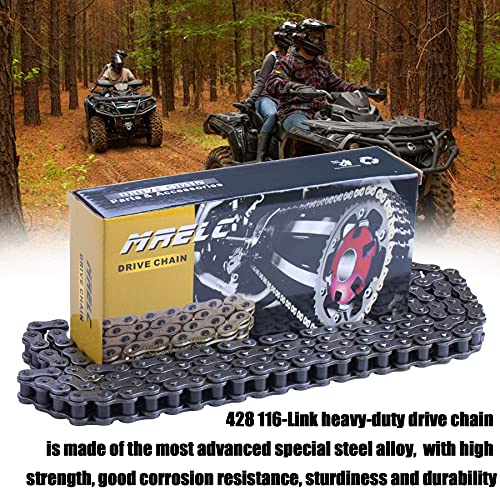 428H Motorcycle Chain+ Chain Breaker,116-links Heavy Duty Drive Chain - size: 116