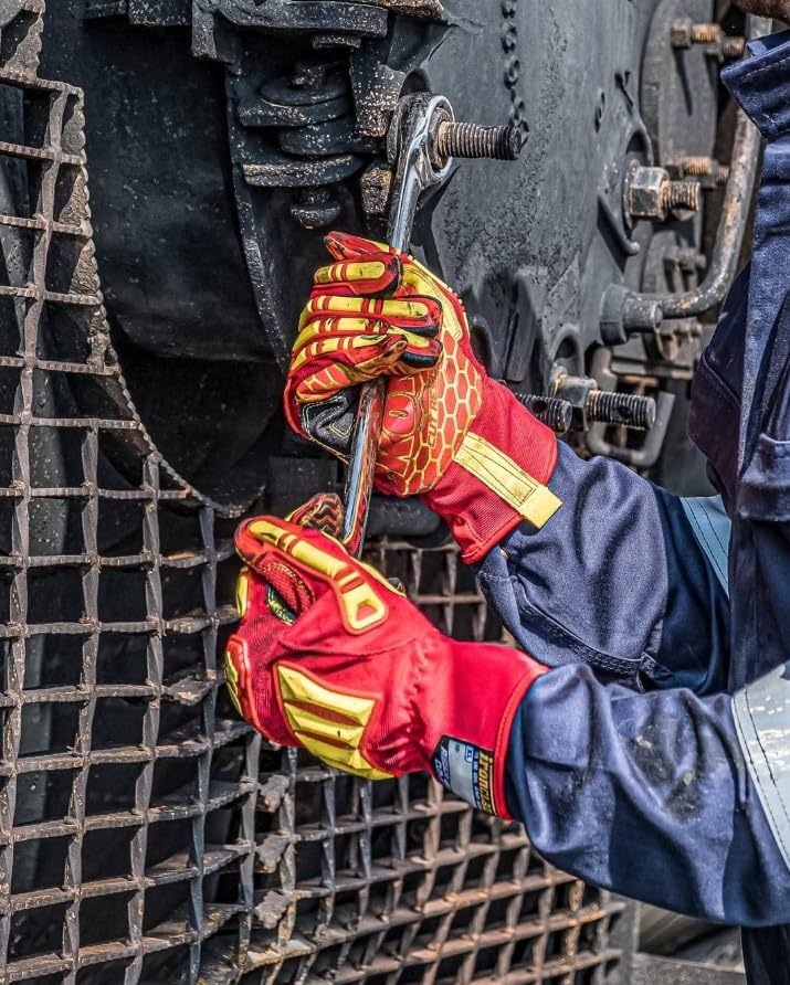 Ironclad KONG KRC5-02-S Rigger Grip Cut 5 Oil & Gas Safety Impact Gloves, Small,Red/Yellow - size: Small (Pack of 1)