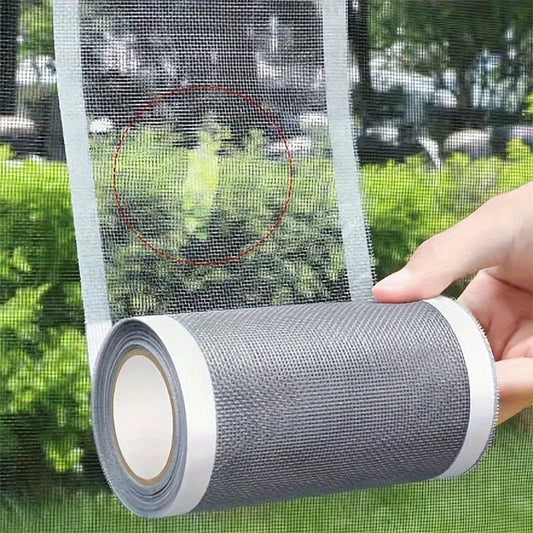 1 Roll of Self-Adhesive Mesh Repair Tape, Non-Waterproof Plastic Patch for Window Screens Mosquito Nets, Easy Fix for Tears and Holes, DIY Screen Repair for Home Use