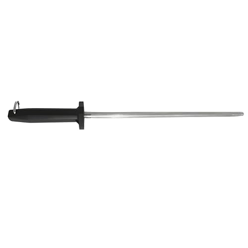 Professional Butcher’s Honing Steel – Round Rod for Chefs, Meat Cutters, and Home Kitchens – Carbon Steel Knife Alignment Tool with Non-Slip Handle (14 inch) - size: 14 inch