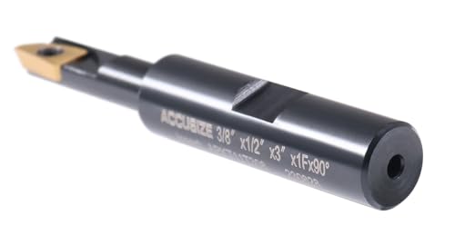 Accusize Industrial Tools 3/8'' 90 Deg Square Shoulder Indexable End Mill with 3'' Overall Length, APKT11T3 Carbide Inserts, 1 Flute, 0056-0912 - size: 3/8" Cut, 1/2" Shk, 1 Fl