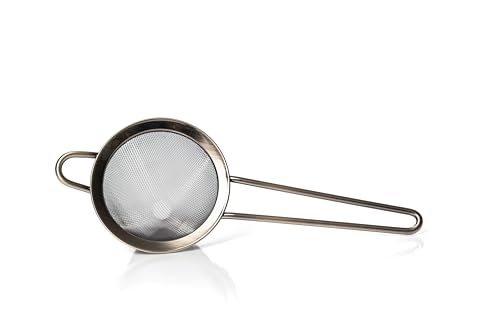 Bull in China Fine Mesh Strainer with Handle - Antique Brass Finish | Bar Hand Strainer | Wire Mesh Cocktail Strainer | Strainer for Bartending - color: Antique Brass