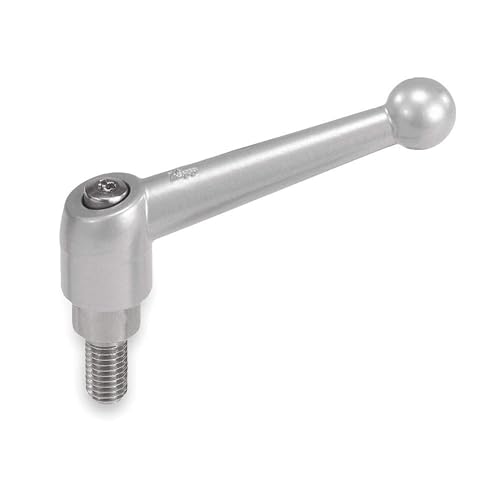 Kipp 06430-4A51X55 Zinc/Steel Adjustable Handle with 1/2-13" External Thread, Classic Ball Style, Inch, Black Satin Powder-Coated Finish, Steel Components, Size 4, 55 mm Screw Length