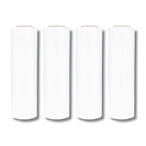 PSBM 4 Rolls 17 Inch x 1476 Feet 34 Gauge Pre-Stretched Film/Wrap, Industrial Strength White Shrink/Plastic Wrap for Moving, Packing, Shipping, Pallet Wrapping & Storage - color: White, size: 17 Inch