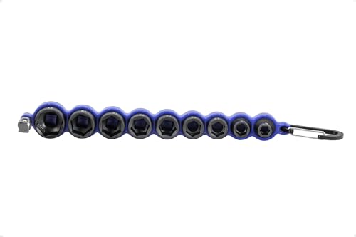 VEGA 3/8 Socket Set Metric - Mechanics Tool Set Impact Grade Socket and Socket Adapter. Includes Holder and Carabiner (10pc) - style: Metric