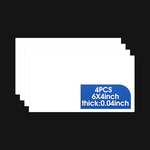 4 Pack White ABS Plastic Sheet, 6" x 4" x 0.04" Thick Hard Thermoplastic Sheet, Moldable Plastic Panel for Crafts, Car Interiors, Home Decor, DIY Projects - color: White, size: 6"x4"x0.04"