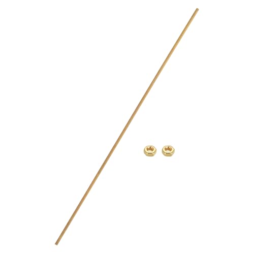 uxcell Brass Fully Threaded Rod, M3x0.5mm Pitch Right Hand Threads Studs with Solid Brass Hex Nuts, 250mm/10 Long Threaded Screw Rods Fasteners for Anchors Bolts Hangers Clamps - size: M3x0.5mmmm250mm