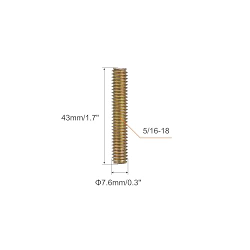 uxcell 8pcs Fully Threaded Rods 5/16x1-3/4 All Thread Studs Long Threaded Screw Carbon Steel for Furniture Garden Railing Mounting Assembly Fastening Frame Connection Colorful Zinc - size: 5/16x1-3/4"