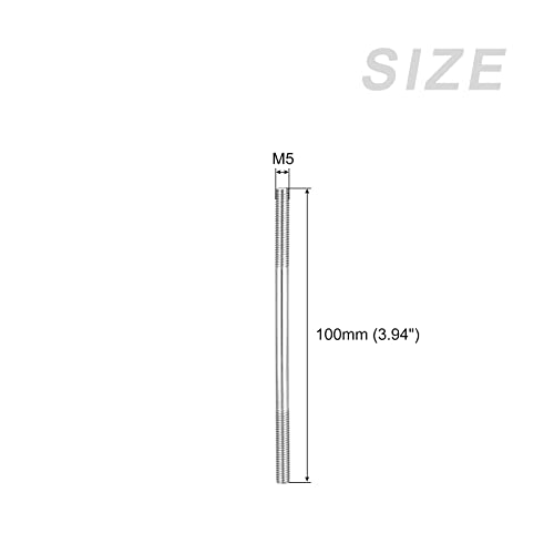 METALLIXITY Double Ended Stud Screws (M5 Thread 100mm Length) 10pcs, 304 Stainless Steel Dual Threaded Rod Bolts - for House Maintenance - size: M5x100mm
