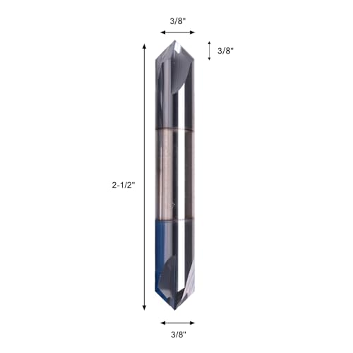 NZ 3/8" 4-Flute Double-Ended Chamfer Mill, CNC Milling Bits AlTiN-Coated Solid Carbide 90° V-Groove for Alloy Steel, Hardened Steel & Stainless Steel | 1-Pack