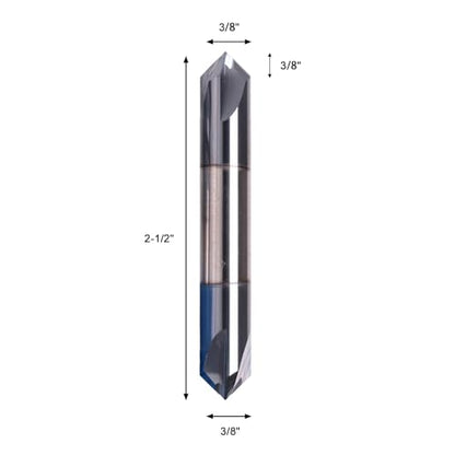 NZ 3/8" 4-Flute Double-Ended Chamfer Mill, CNC Milling Bits AlTiN-Coated Solid Carbide 90° V-Groove for Alloy Steel, Hardened Steel & Stainless Steel | 1-Pack