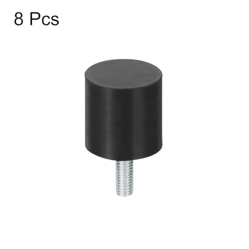 uxcell M6 Thread Rubber Mounts, Vibration Isolators, Cylindrical Shock Absorber with Studs 25 x 25mm 8pcs - size: M6x25x25mm