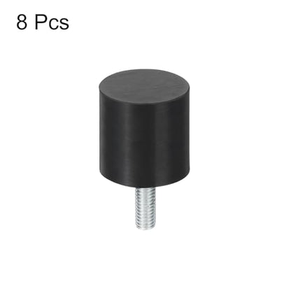 uxcell M6 Thread Rubber Mounts, Vibration Isolators, Cylindrical Shock Absorber with Studs 25 x 25mm 8pcs - size: M6x25x25mm