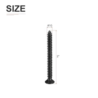 DTGN 50Pcs #10x2 Flat Head Wood Screws, 304 Stainless Steel - Black - color: Black, size: #10x2"