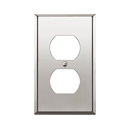 ENERLITES Duplex Receptacle Metal Wall Plate, 1-Gang, Polished Chrome - color: Polished Chrome, size: Standard Size