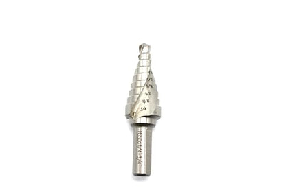 TEMO M35 Cobalt Spiral Step Drill Unibit Bit 1/4"-3/4" 9 Size, 3/8" Shank - size: 1/4" - 3/4" Shank 3/8", style: Spiral