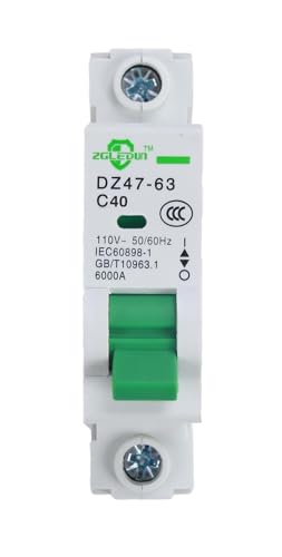 AC Miniature Circuit Breaker, 1 Pole 40 Amp, 120/240VAC, 6kA Din Rail Mount Breaker with Thermal Magnetic Trip, DZ47-63 C40 1P, AC Solar MCB - color: 1 Pole, size: 40 A