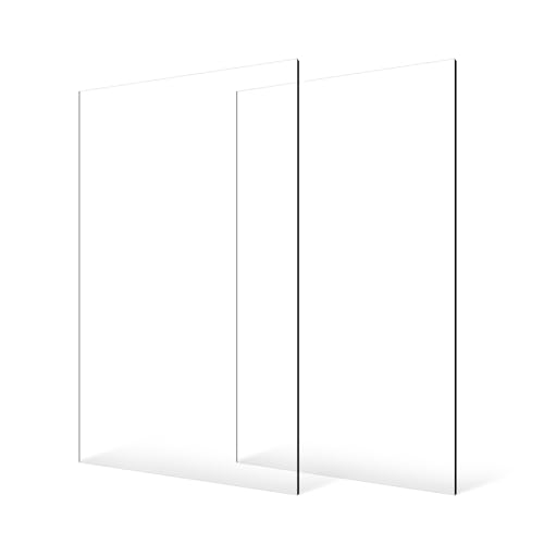 VEVOR Plexiglass Acrylic Sheets, 2-Pack Plastic Sheet, 24 x 48 Inch 1/8 Inch Thick Clear Plastic Cast Transparent Glass for Crafting Projects, Replacement Picture Frame Glass, DIY Display, Easy to Cut - size: 24 x 48 Inch