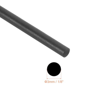 uxcell Nitrile Rubber Round Seal Strip, 3mm(1/8") Diameter 5 Meters (16.4Ft) Long Hard Solid Rubber Weather Stripping for DIY Gasket, Industrial Equipment, and Furniture - size: 3mmx5m