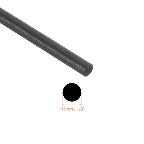 uxcell Nitrile Rubber Round Seal Strip, 3mm(1/8") Diameter 5 Meters (16.4Ft) Long Hard Solid Rubber Weather Stripping for DIY Gasket, Industrial Equipment, and Furniture - size: 3mmx5m