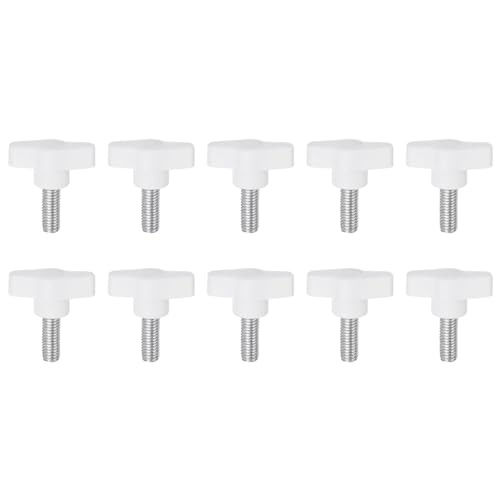 HARFINGTON 10pcs Wing Knobs M8 x 14mm Male Thread Plastic Tee Stud Knobs T Threaded Handles Hand Clamping Tightening Thumb Screws Thumbscrew, White - color: White, size: M8 x 14mm