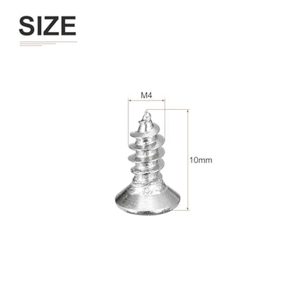 DTGN 100Pcs M4x10mm Flat Head Wood Screws, 304 Stainless Steel Phillips Self Tapping Screws - Good for Woodworking, Furniture - Silver - size: M4x10mm