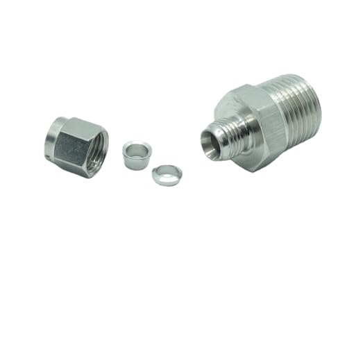 1 piece 1/4" Tube OD x 1/2" NPT Male Pipe Double Ferrule Compression Fitting Straight Adapter Connector 304 Stainless Steel,1000 Psi - size: 1/4"OD x 1/2"NPT, style: 1 piece