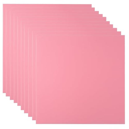 10 Pcs 8”X8” Pink Opaque Rigid Plastic Sheet, 0.02 inch Thick PVC Sheet 200mm x 200mm for Office DIY Cutting - color: Pink