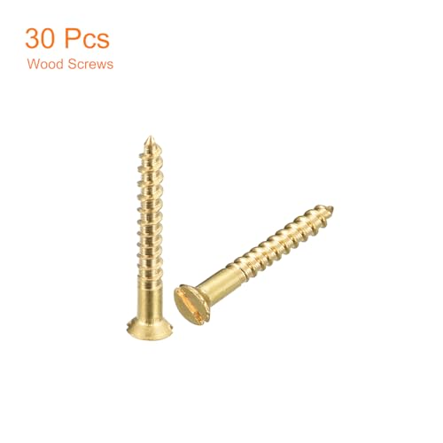 uxcell Brass Wood Screws, 30Pcs M2 x 16mm Slotted Drive Flat Head Screw - size: M2 x 16mm